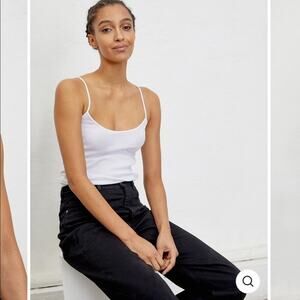 Ninety Percent White Organic Cotton Ribbed Camisole Tank Top Women's Size Small